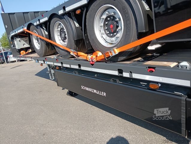 Werkplatform oplegger SCHWARZMÜLLER 3Achs Tele Rampen TwistLock40+2x20"SAF Lenk+Lift