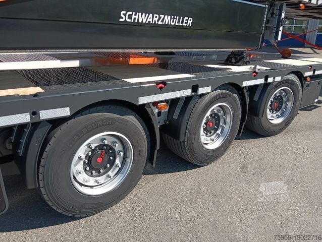 Pracovní plošinový návěs SCHWARZMÜLLER 3Achs Tele Rampen TwistLock40+2x20"SAF Lenk+Lift