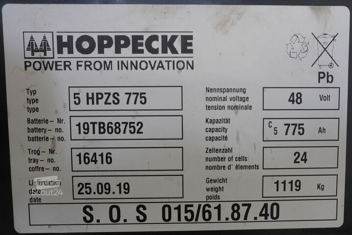 Baterie de stivuitor HOPPECKE 48 Volt 5 PzS 775 Ah