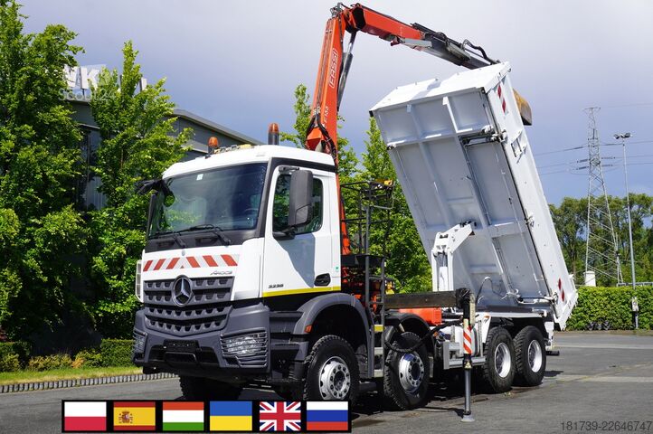 Tweezijdige kipper Mercedes-Benz Arocs 3236 8x4 / HDS Fassi F155A.0.22