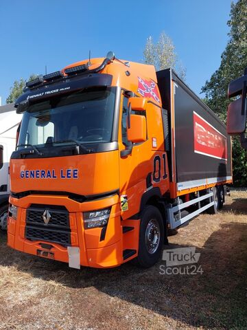 φορτηγό με επίπεδη επιφάνεια και μουσαμά Renault T
