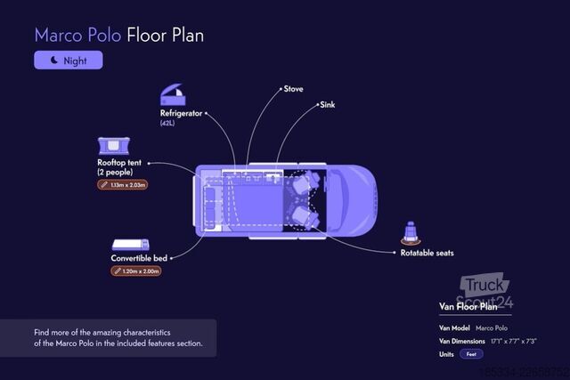 Matkailuauto 2022 Mercedes Marco Polo Automatique | Toit relevable