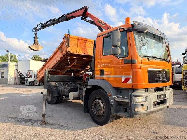 Camion benne MAN TGM 18.340BB/Meiller+PalfingerPK11001B+Greifer