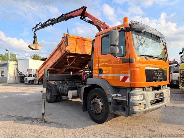 Camion-benne tricar MAN TGM 18.340BB/Meiller+PalfingerPK11001B+Greifer