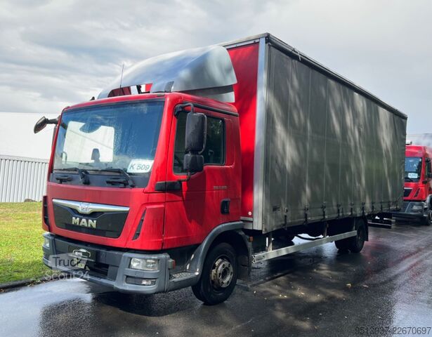 Curtain sider van MAN TGL 8.180 Pritsche + Schiebeplane AHK Klima