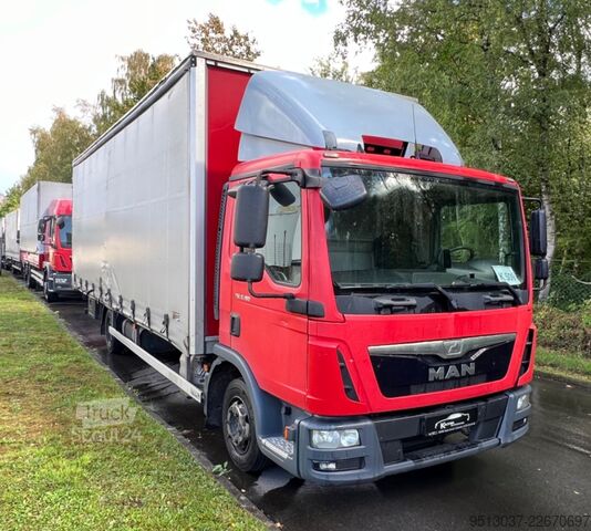 Curtain sider van MAN TGL 8.180 Pritsche + Schiebeplane AHK Klima