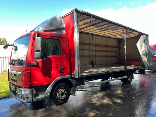 Curtain sider van MAN TGL 8.180 Pritsche + Schiebeplane AHK Klima