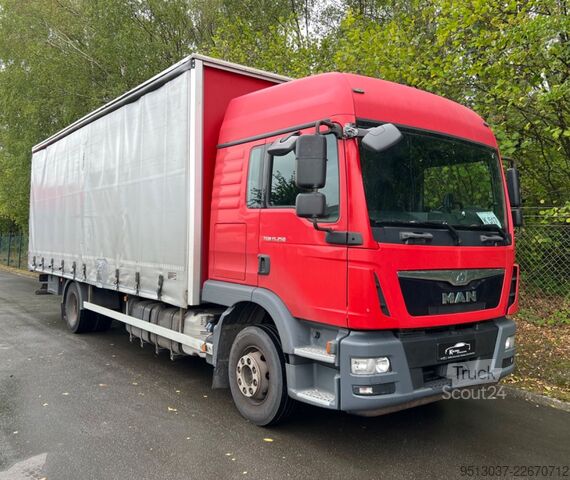 Camion plateau avec bâche MAN TGM 15.250 Pritsche + Schiebeplane AHK Klima