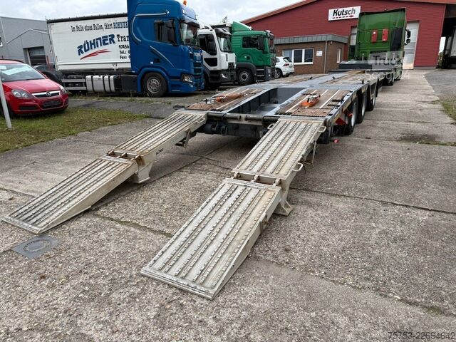Tieflader-Sattelauflieger MEUSBURGER MTS-3 Tele Lenk, 49t Tieflader mit Rampen
