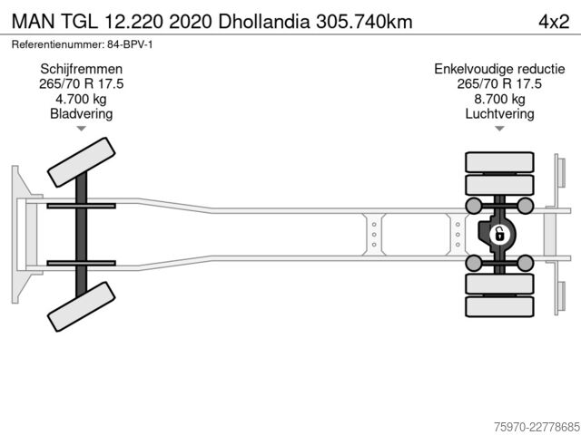 Valise MAN TGL 12.220 2020 Dhollandia 305.740km