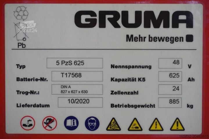 Gabelstaplerbatterie GRUMA 48 Volt 5 PzS 625 Ah