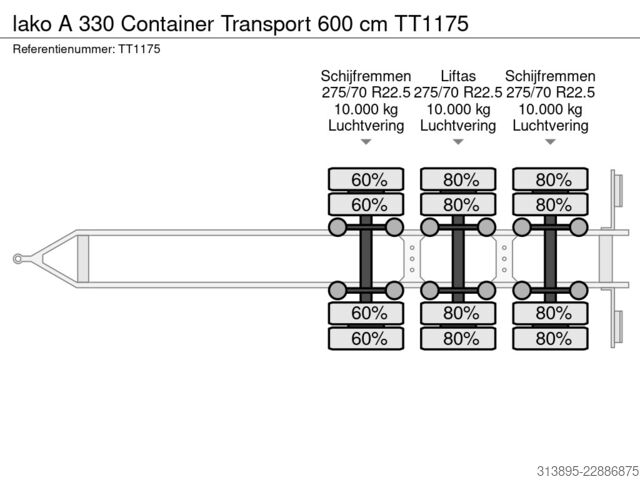 Containertransport lako A 330 Container Transport 600 cm