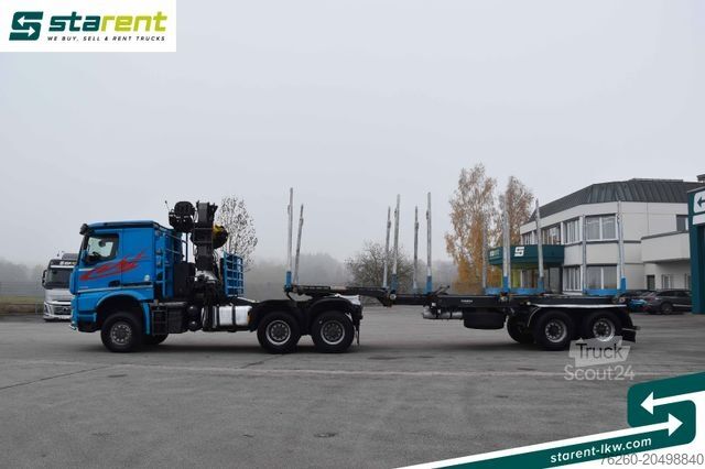 Holztransporter LKW MERCEDES-BENZ Arocs 3653 6x6 Penz Holzkran + Ressenig Holzrung