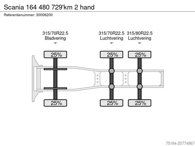 Tracteur standard Scania 164 480 729'km 2 hand
