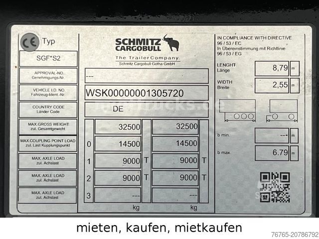 Polpriklopnik kiper SCHMITZ CARGOBULL SKI 18 SL 7.2 mieten/kaufen/mietkaufen 630¤mtl