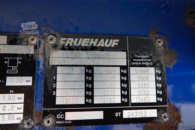 Semi-remorque bâchée FRUEHAUF FIRANKA / STANDARD / MOCNA POD?OGA SZYNA DESKA /