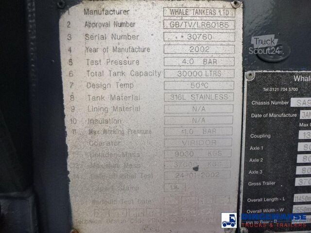 Tank Whale Vacuum tank inox 30 m3 / 1 comp + pump