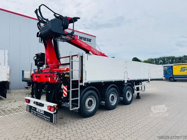 Auflieger  Wiese Baustoffauflieger mit Fassi Kran F240