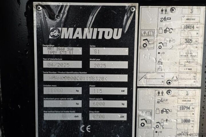 Teleskopinis krautuvas Manitou MRT2660 360 160Y ST5 S1 Valid inspection, *Guarant
