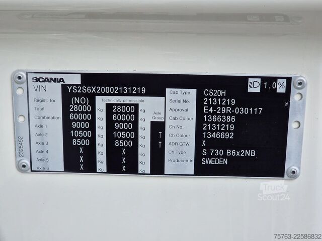 Châssis avec cabine Scania S730 V8 NGS Highline 6x2 chassis - 4.15 WB - Re...