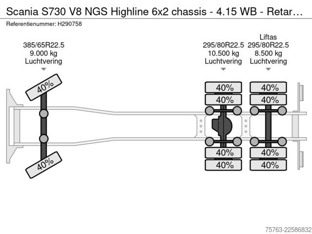 Alusta ja ohjaamo Scania S730 V8 NGS Highline 6x2 chassis - 4.15 WB - Re...