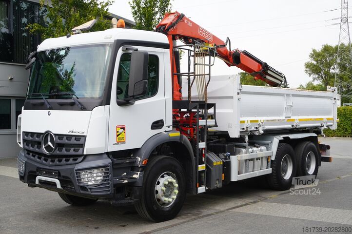 Trišalis savivartis Mercedes-Benz Arocs 2636 / 6x4 / HDS Fassi / 3-Way Tip