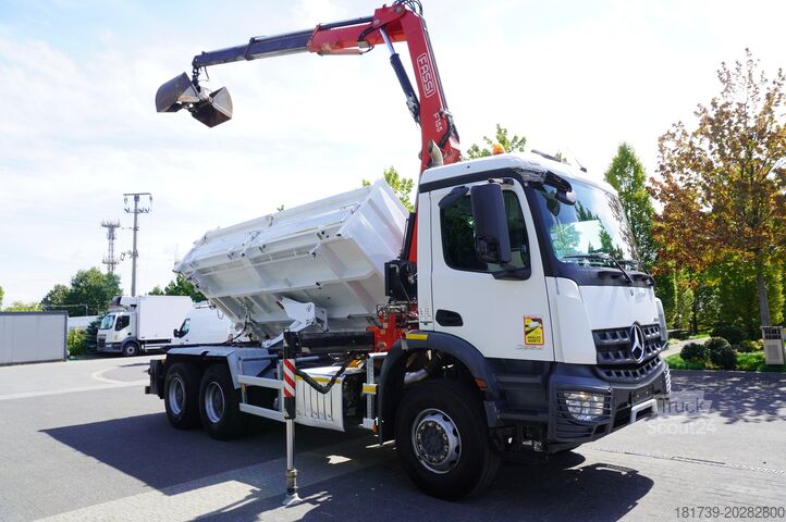 Trišalis savivartis Mercedes-Benz Arocs 2636 / 6x4 / HDS Fassi / 3-Way Tip