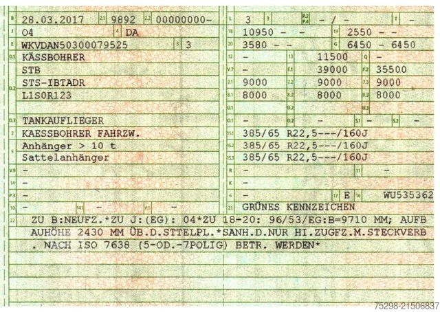 Cisterna polpriklopnik KÄSSBOHRER STB / Liftachse / Alu-Felgen / ADR AT FL / 32.0