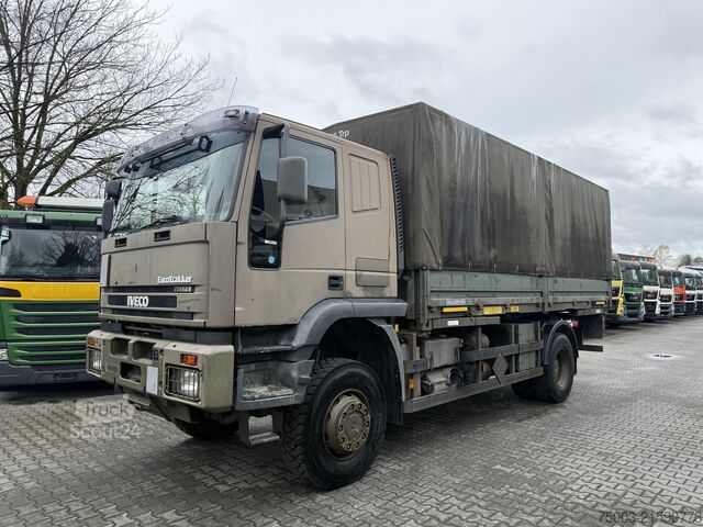 Flatbed truck with tarp Iveco EuroTrakker 190E35W 4X4 Ex Armee