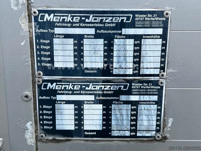 Kreaturvogn DAF XF 480 LL 6x2 3.Stock Menke Viehwagen m. Hubdach