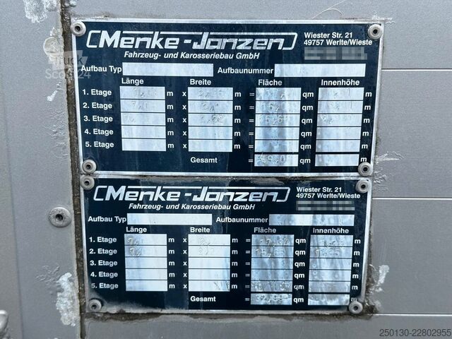 Kreaturvogn DAF XF 480 LL 6x2 3.Stock Menke Viehwagen m. Hubdach