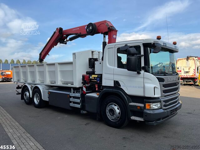 Darus billenőplatós teherautó Scania P 340 Euro 6 CNG HMF 25 Tonmeter laadkraan