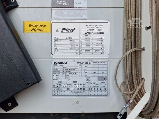 Auflieger mit Pritsche & Plane FLIEGL SZS01 / Hubdach / Jumbo