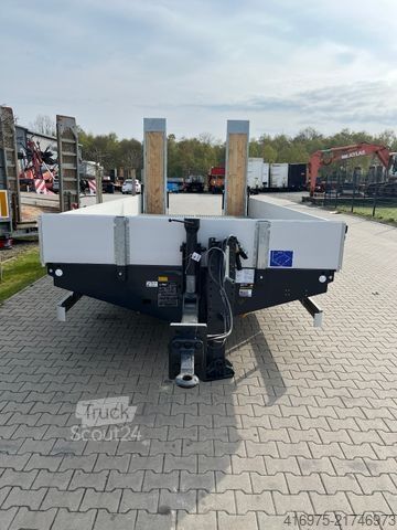 Remorcă cu platformă joasă FLIEGL TPS 140 Bau mit Heckanschr. 6,2m Tandem Plattfor