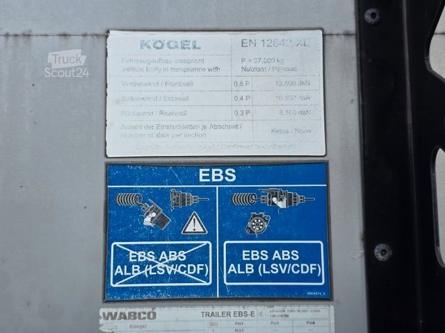 Semiremorcă deschisă cu prelată KÖGEL S24-1 / Palettenkasten / EDSCHA / Liftachse