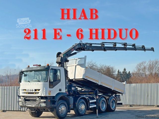 Tipper truck IVECO TRAKKER * HIAB 211 E - 6 HIDUO+ FUNK / 8x4 *TOP