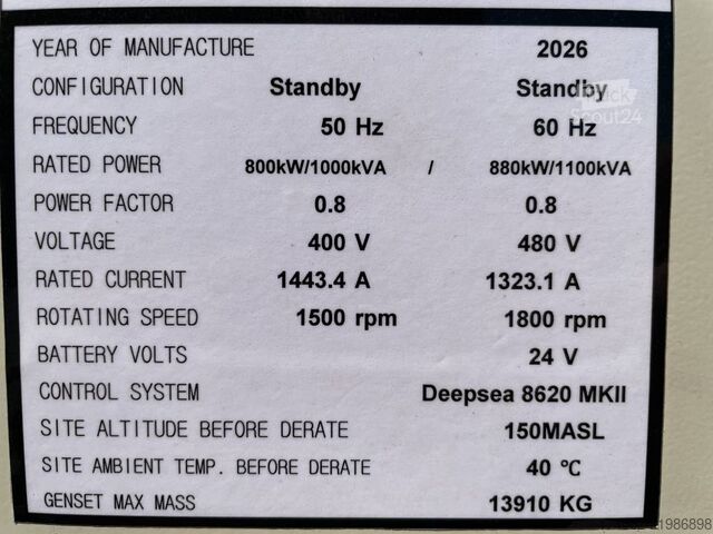 Aggregaat Cummins KTA38-G5 - 1100 kVA Generator 50/60Hz - DPX-18813