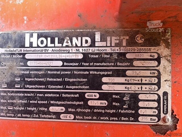 Nůžkový zvedací stůl Holland-Lift Q135-DL24 Monostar (13.5 m)