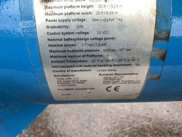 Trailer-Mounted Boom Lift Genie TZ-50 Hybrid w/Drive (17m)