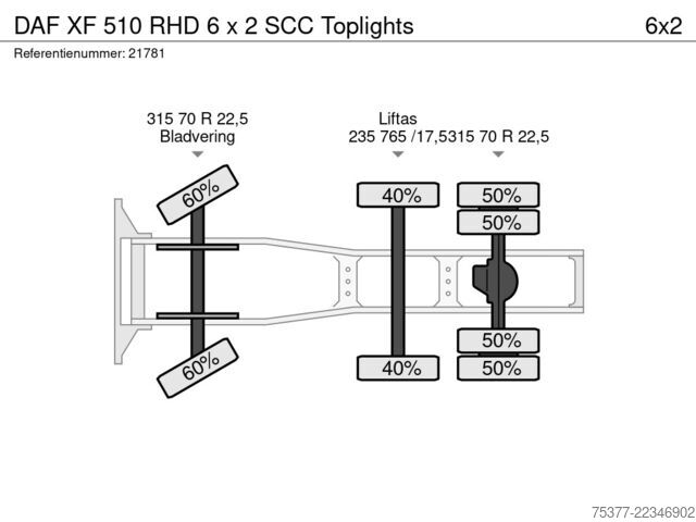 Standard-SZM DAF XF 510 RHD 6 x 2  SCC Toplights