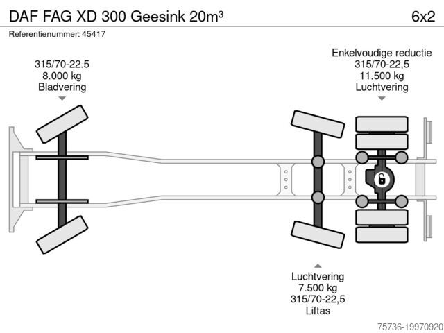 Vehicul de colectare a deșeurilor DAF FAG XD 300 Geesink 20m³