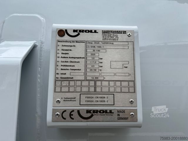 Tankanhänger Kroll KROLL ADR- Sauganhänger K 14,0 / 36 PE  (Kolben)