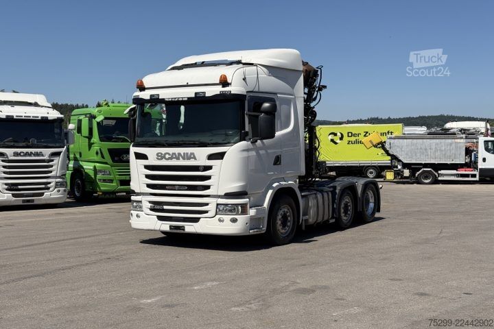 Standardowy ciągnik siodłowy Scania G490 6x2 Hiab 165ZT Holzkrane / Swiss-Vehicle