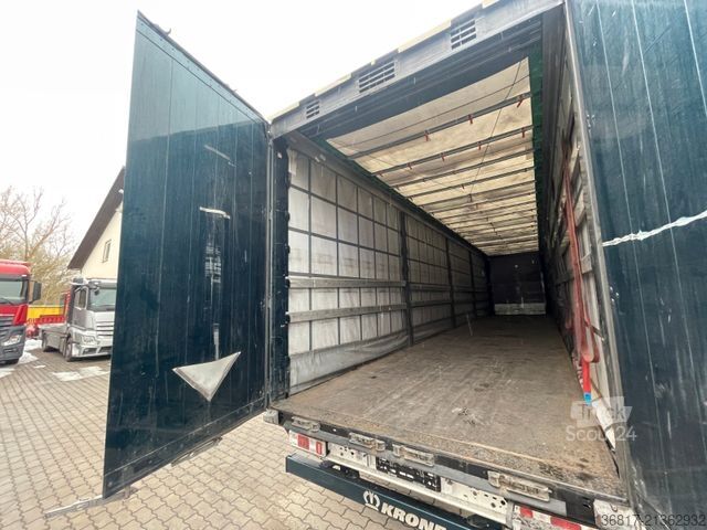 Öppen semitrailer med kapell KRONE SD Plane Mega Edscha Hubdach 2x Liftachse