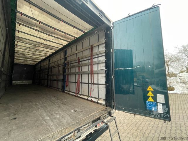 Öppen semitrailer med kapell KRONE SD Plane Mega Edscha Hubdach 2x Liftachse