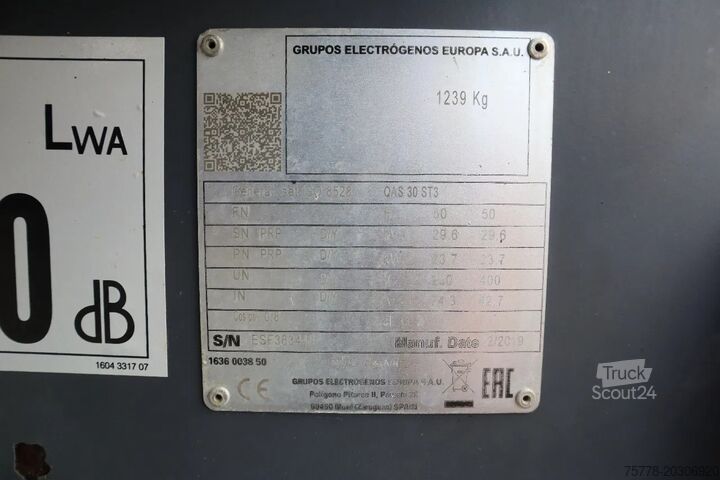 Agregát Atlas Copco QAS 30 ST3 | 30 KVA | CONVERTOR BROKEN