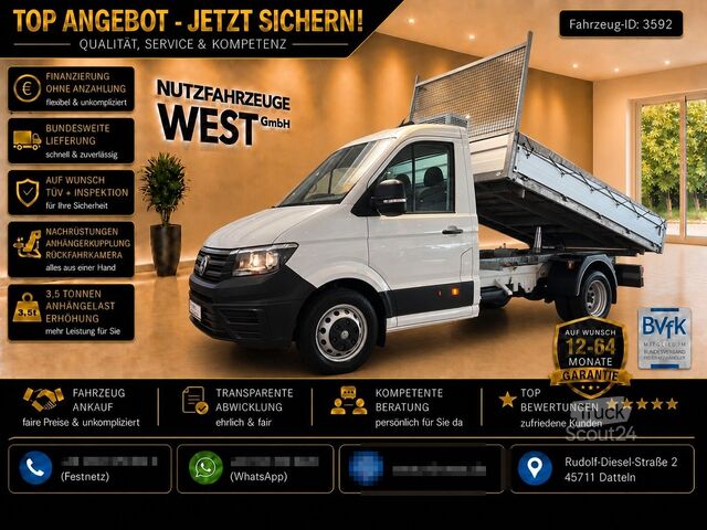Trevägs tippbil VW Crafter 55 TDI *3-Seiten Kipper*Garantie*1.Hand*