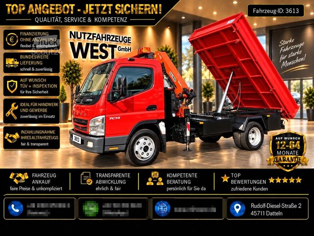 Driezijdige kipper bestelwagen MITSUBISHI Canter 7c14 *3S.Kipper+Palfinger Kran PK 4100C