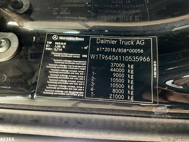 System med krogarm Mercedes-Benz Arocs 3540 8x4 Palfinger 19 Tonmeter laadkraan ...
