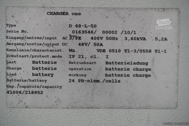 Forklift aküsü INDUSTRIE AUTOMATION Charger one L D 48-L-50